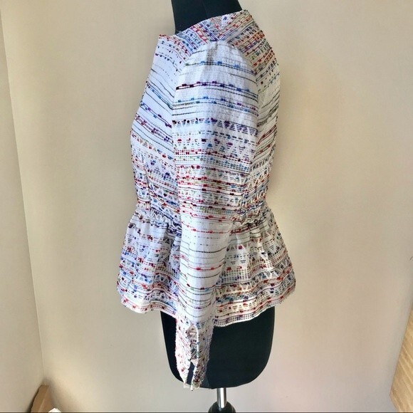 ZARA Shimmer Thread Peplum Blazer Colorful Metallic Size Small - Picture 4 of 6